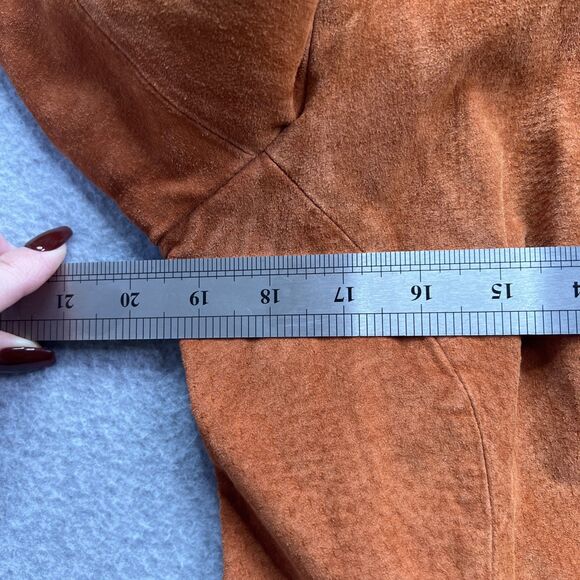 Clio Full Zip Suede Jacket 10 Orange Retro Rock Western Rodeo Cozy Chic Boho - Picture 7 of 12